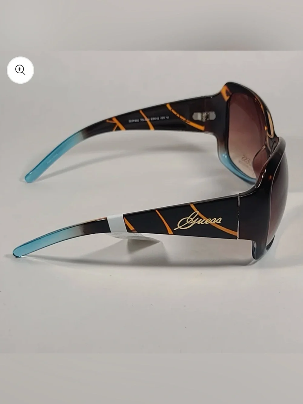 Guess Oversized Butterfly Sunglasses Brown Tortoise blue Gradient GUF200 TO-34A